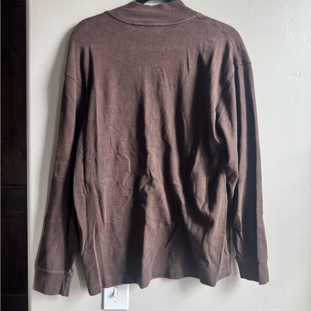 Pima Cotton Mock Neck Top L Chocolate Brown Essential Scandi Capsule Neutral - Picture 5 of 5